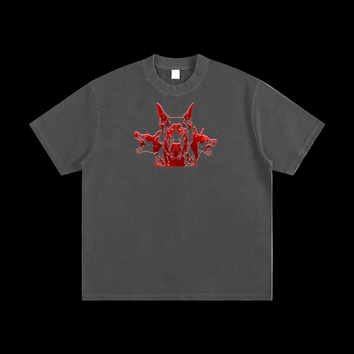 CERBERUS VINTAGE WASH FRAYED T SHIRT