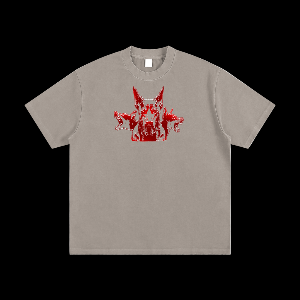 CERBERUS VINTAGE WASH FRAYED T SHIRT